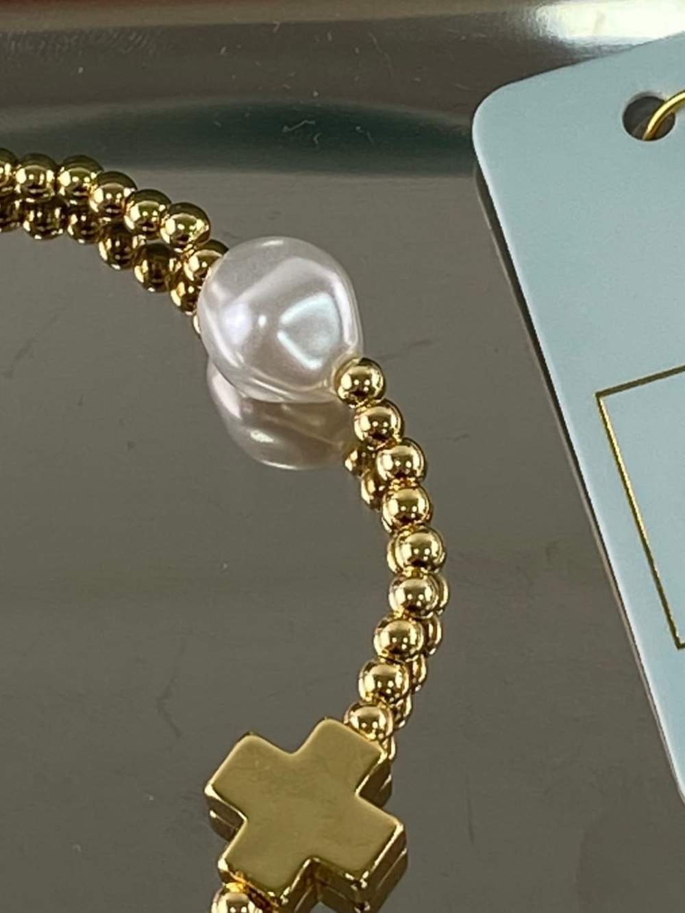 Enewton Gold Pearl Cross Beaded Bracelet - Gold - Picture 2 of 6